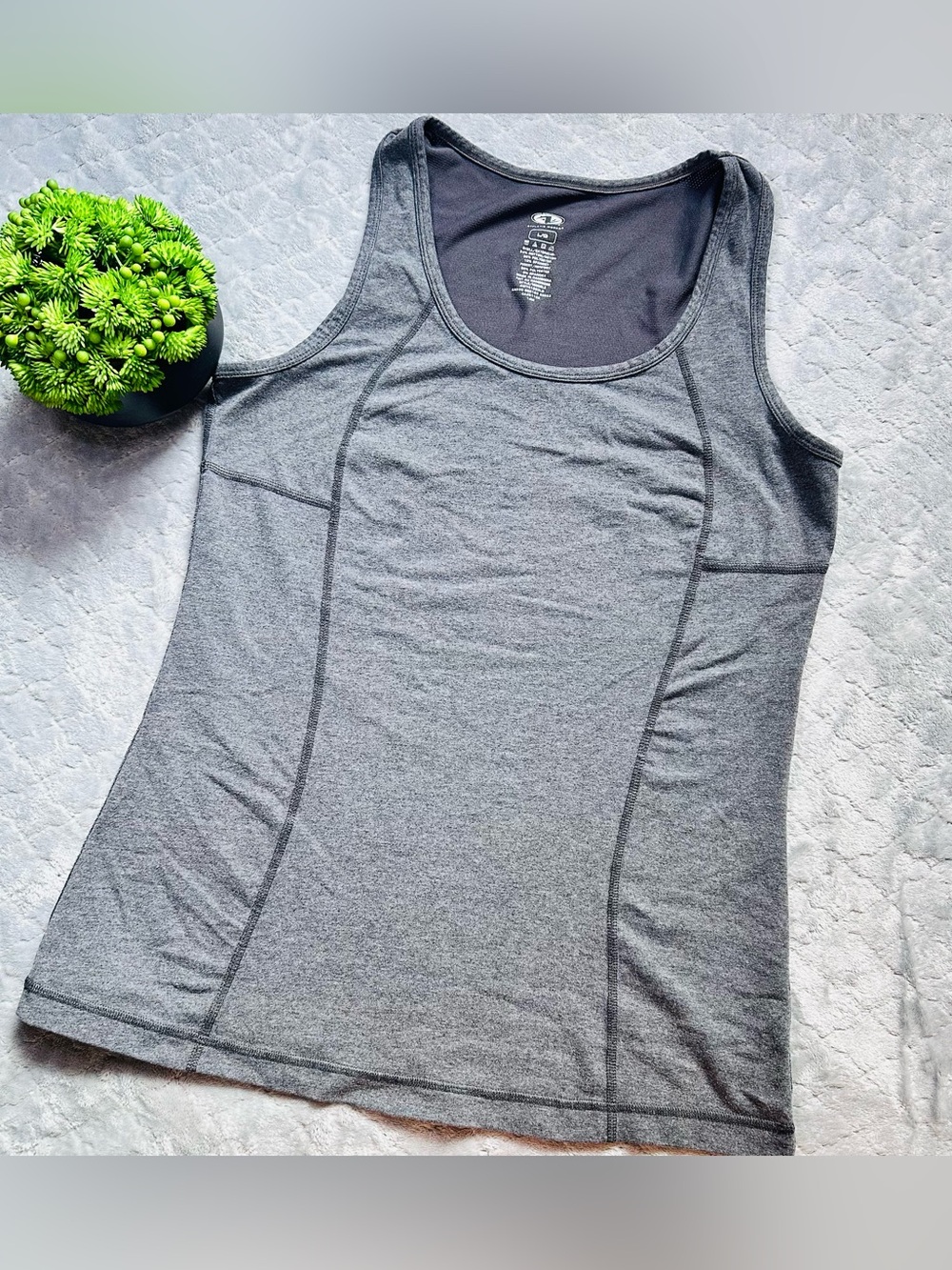 Athletic Works Heather Grey Fitted Racerback Mesh Tank Top L Athleisure